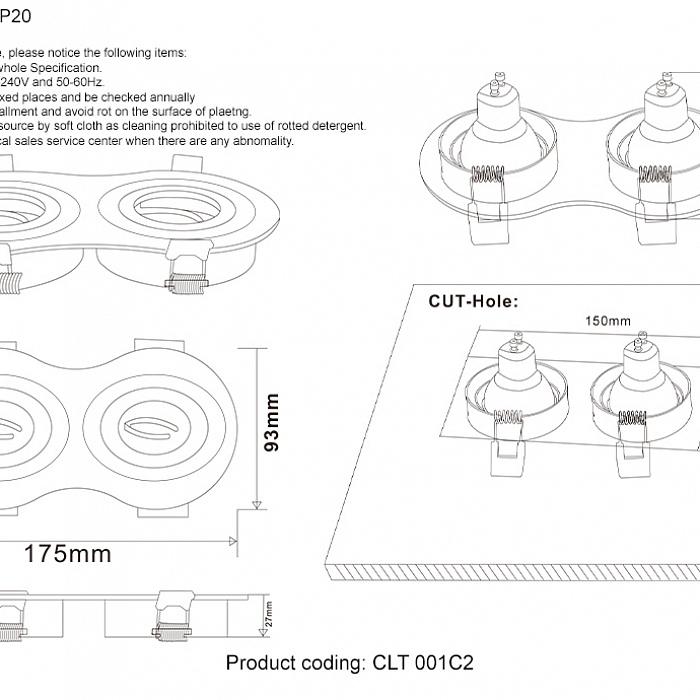 Светильник Crystal Lux CLT 001C2 WH