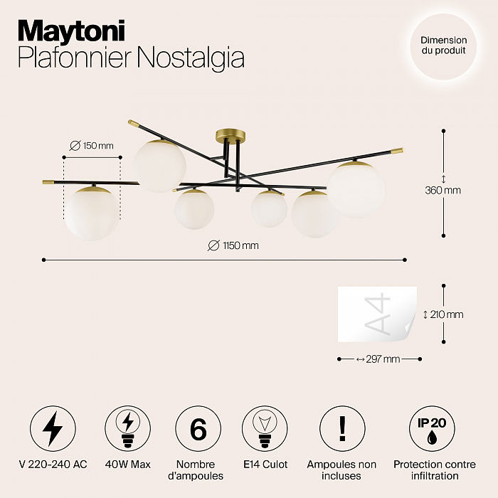 Светильник потолочная Maytoni MOD048CL-06G